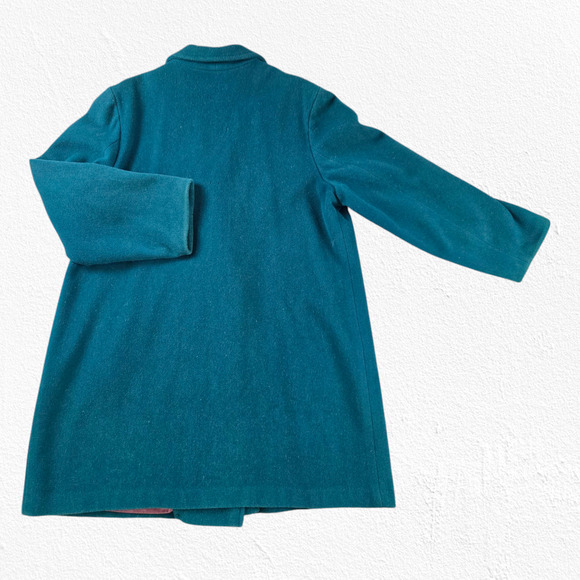 80s Vintage L.L. Bean Teal Green Wool Double-Breasted Overcoat Pea Coat Size XL - Picture 13 of 13